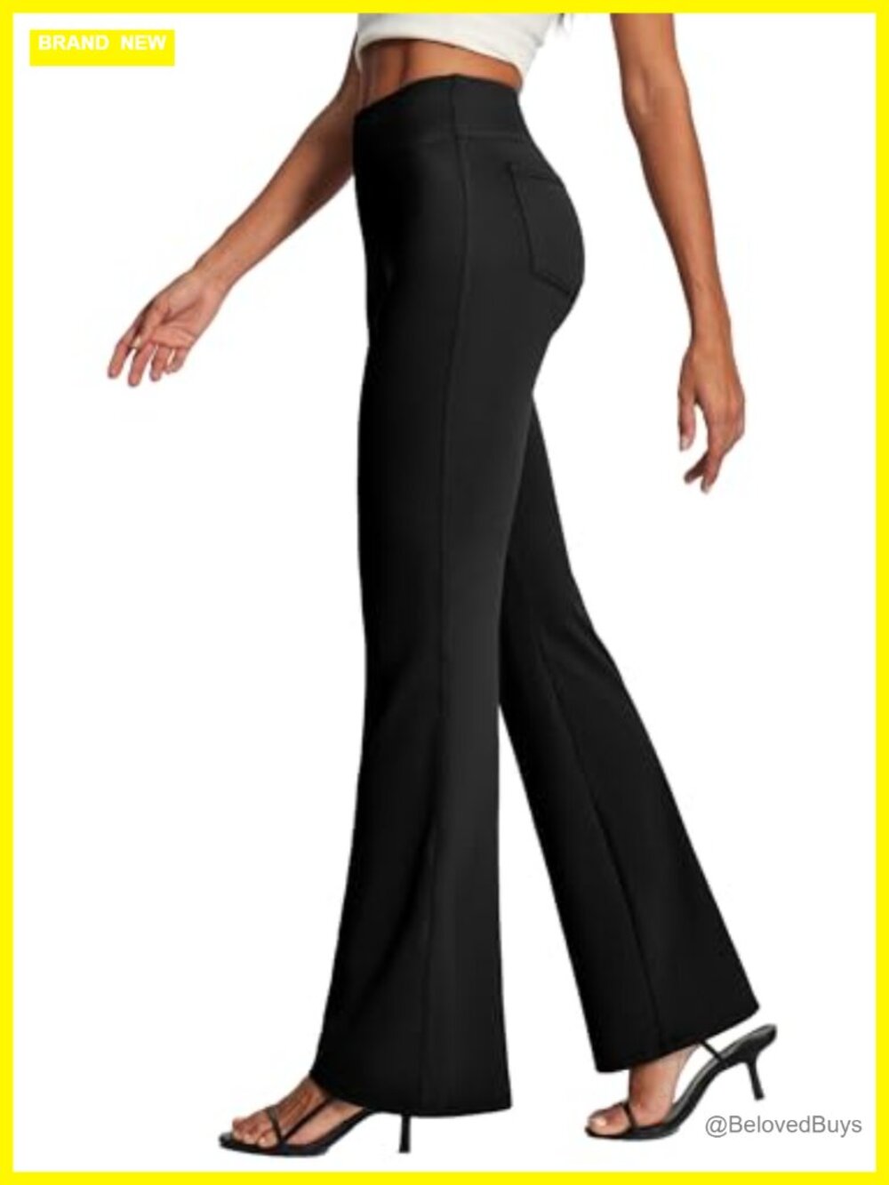 Women's Dress Pants Stretchy Pull On High Waisted Bootcut Work Slacks